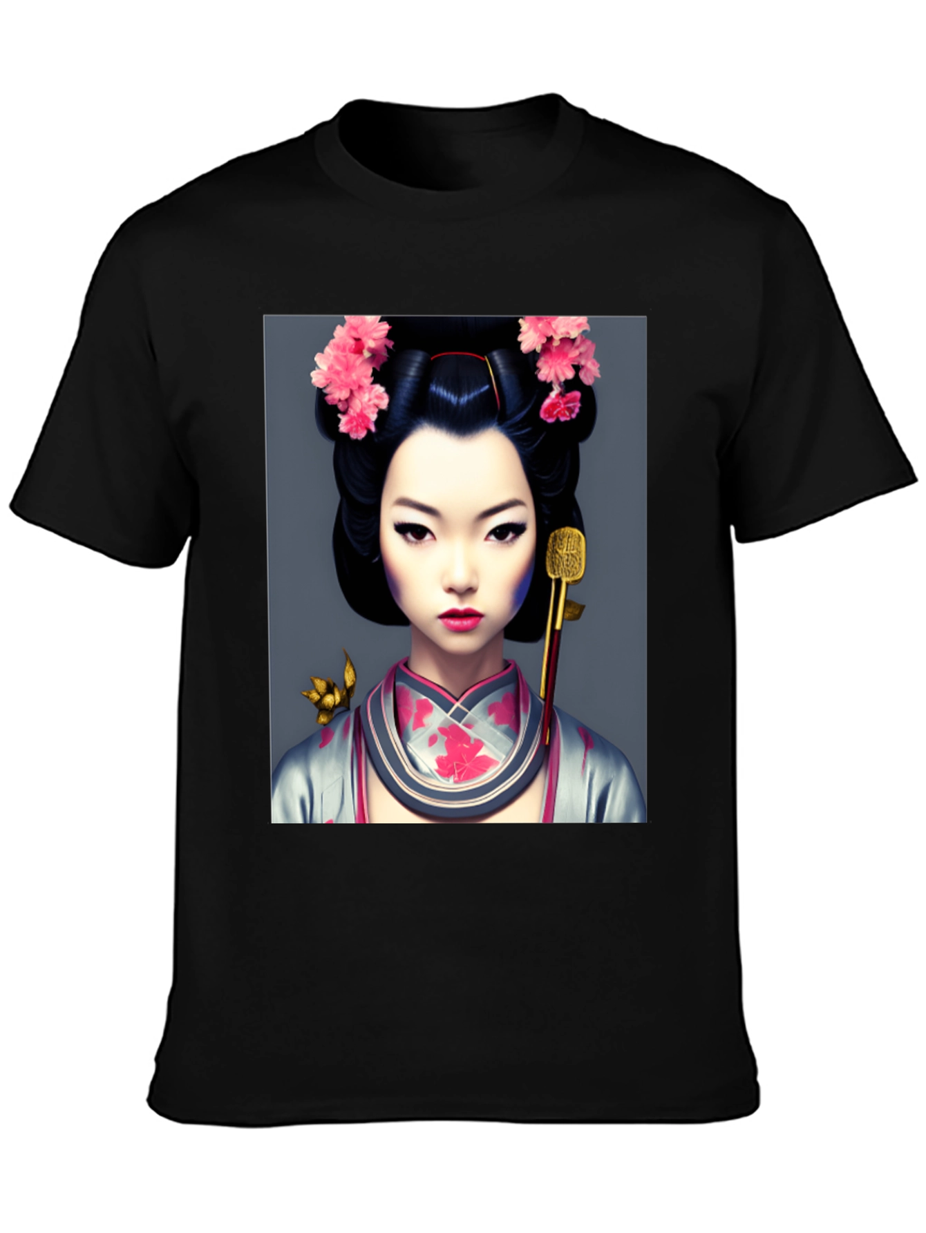 Geisha Art Black T-Shirt