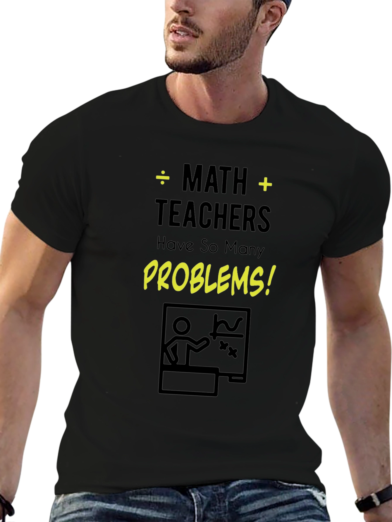 Math Teacher Problems Black Cotton T-Shirt