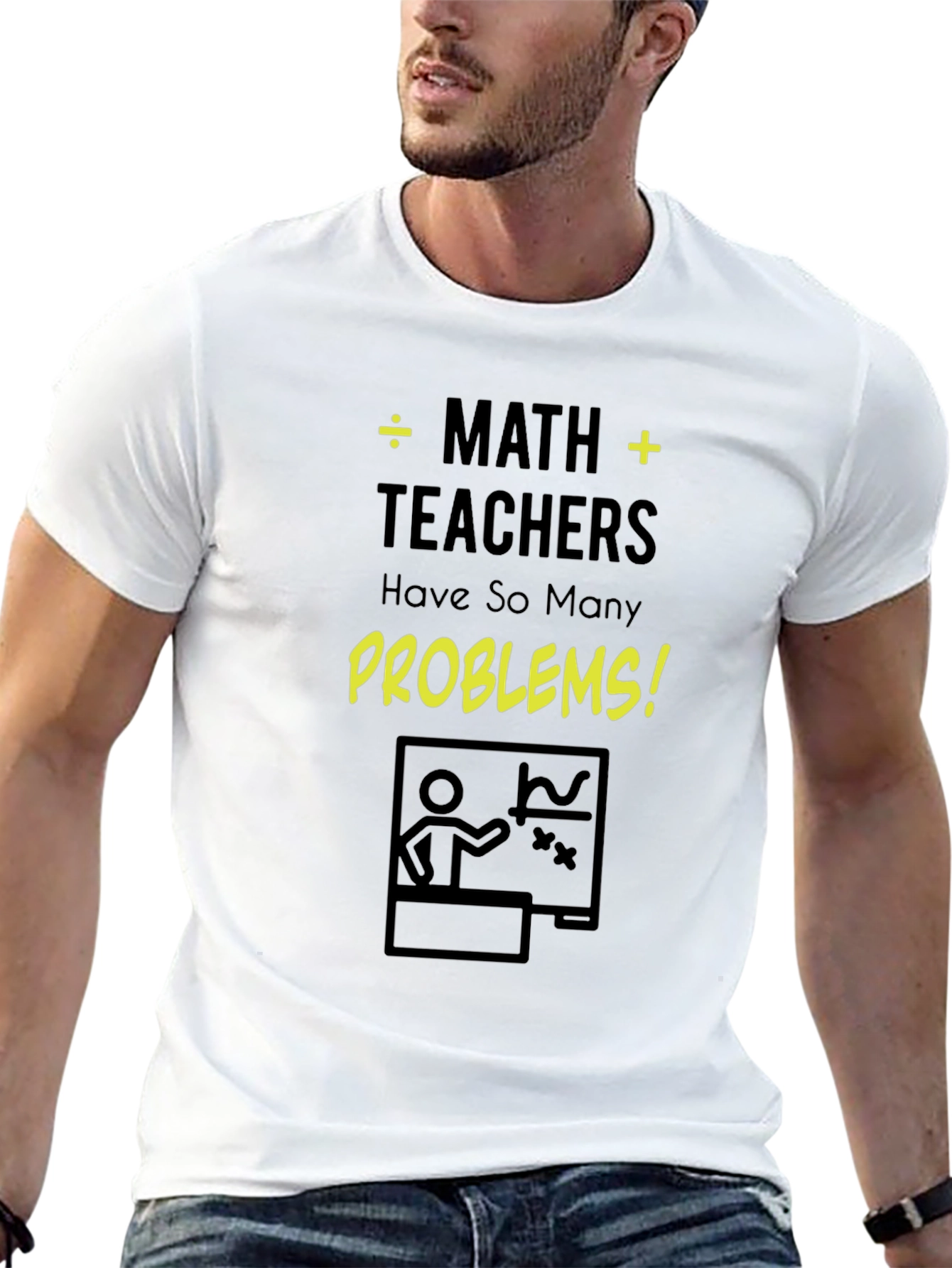 Math Teacher Problems Black Cotton T-Shirt