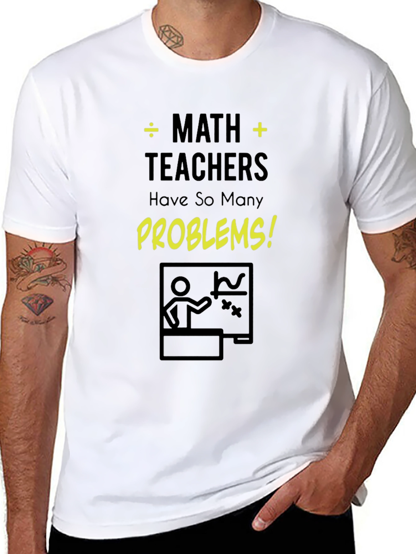 Math Teacher Problems Black Cotton T-Shirt