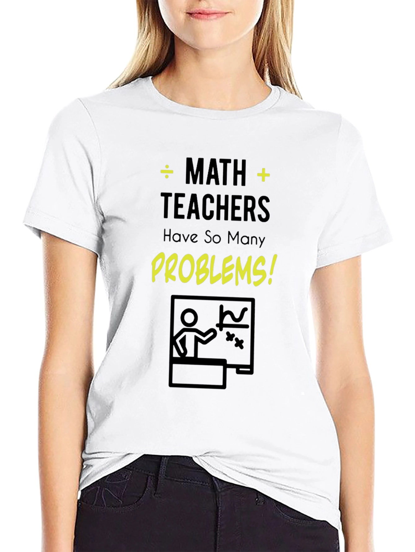 Math Teacher Problems Black Cotton T-Shirt