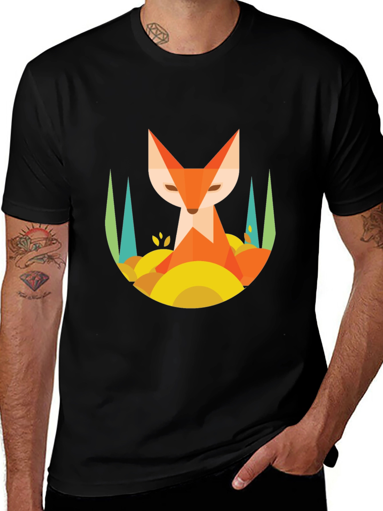 Geometric Fox T-Shirt - Abstract Design