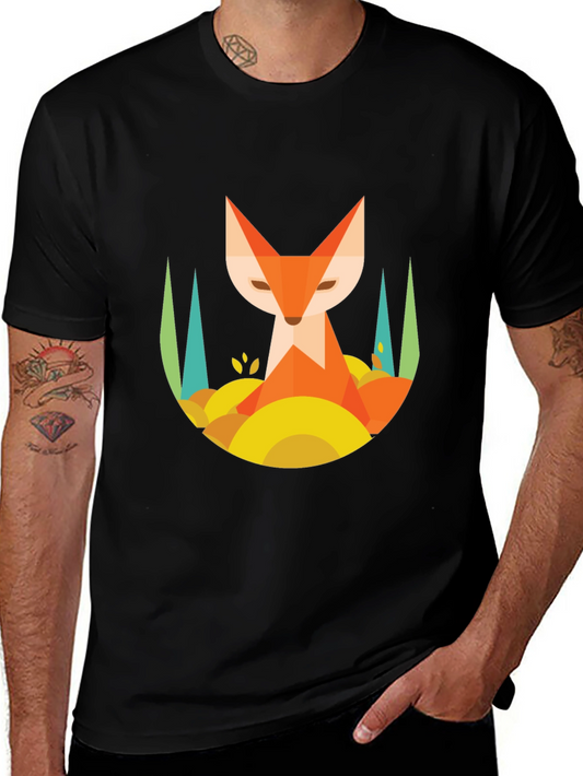 Geometric Fox T-Shirt - Abstract Design