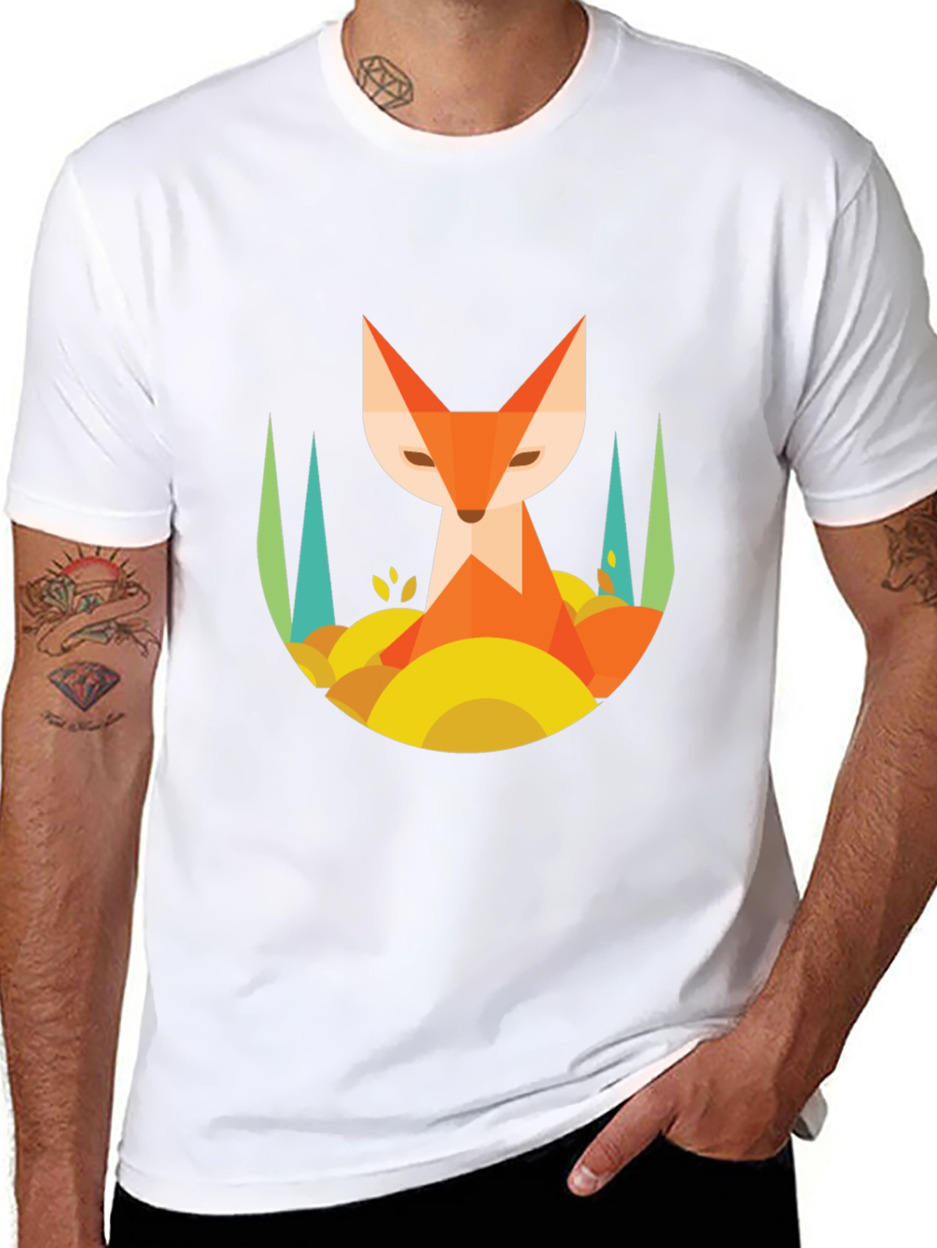 Geometric Fox T-Shirt - Abstract Design