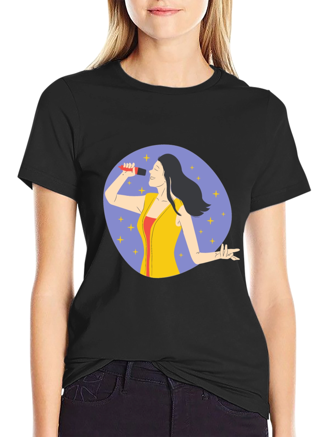 Singer Graphic Print Black T-Shirt