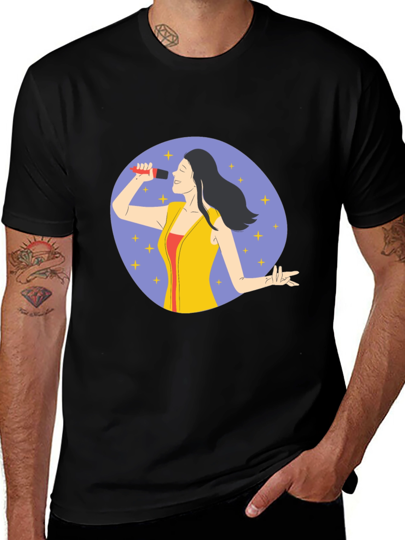Singer Graphic Print Black T-Shirt