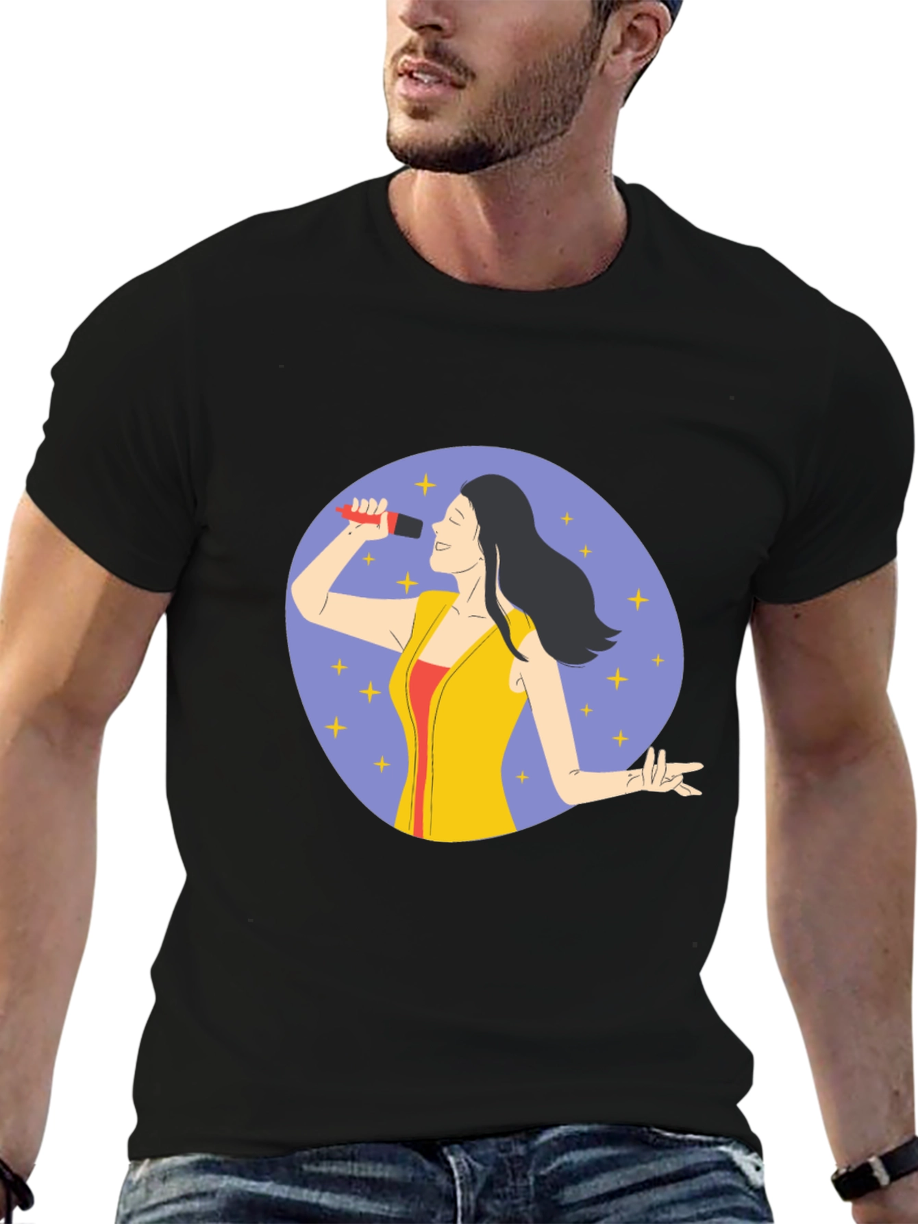 Singer Graphic Print Black T-Shirt