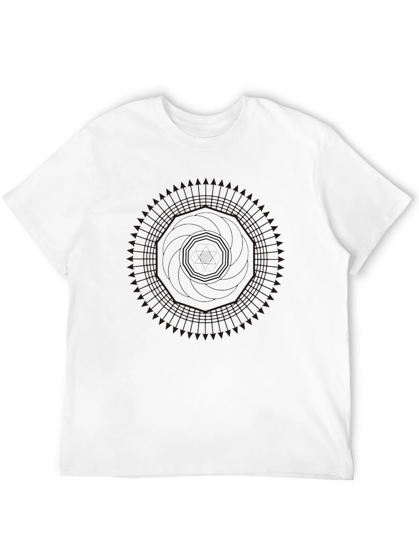 Geometric Mandala Design Black T-Shirt