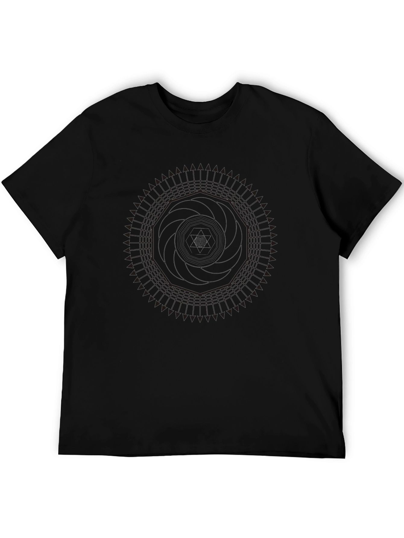 Geometric Mandala Design Black T-Shirt