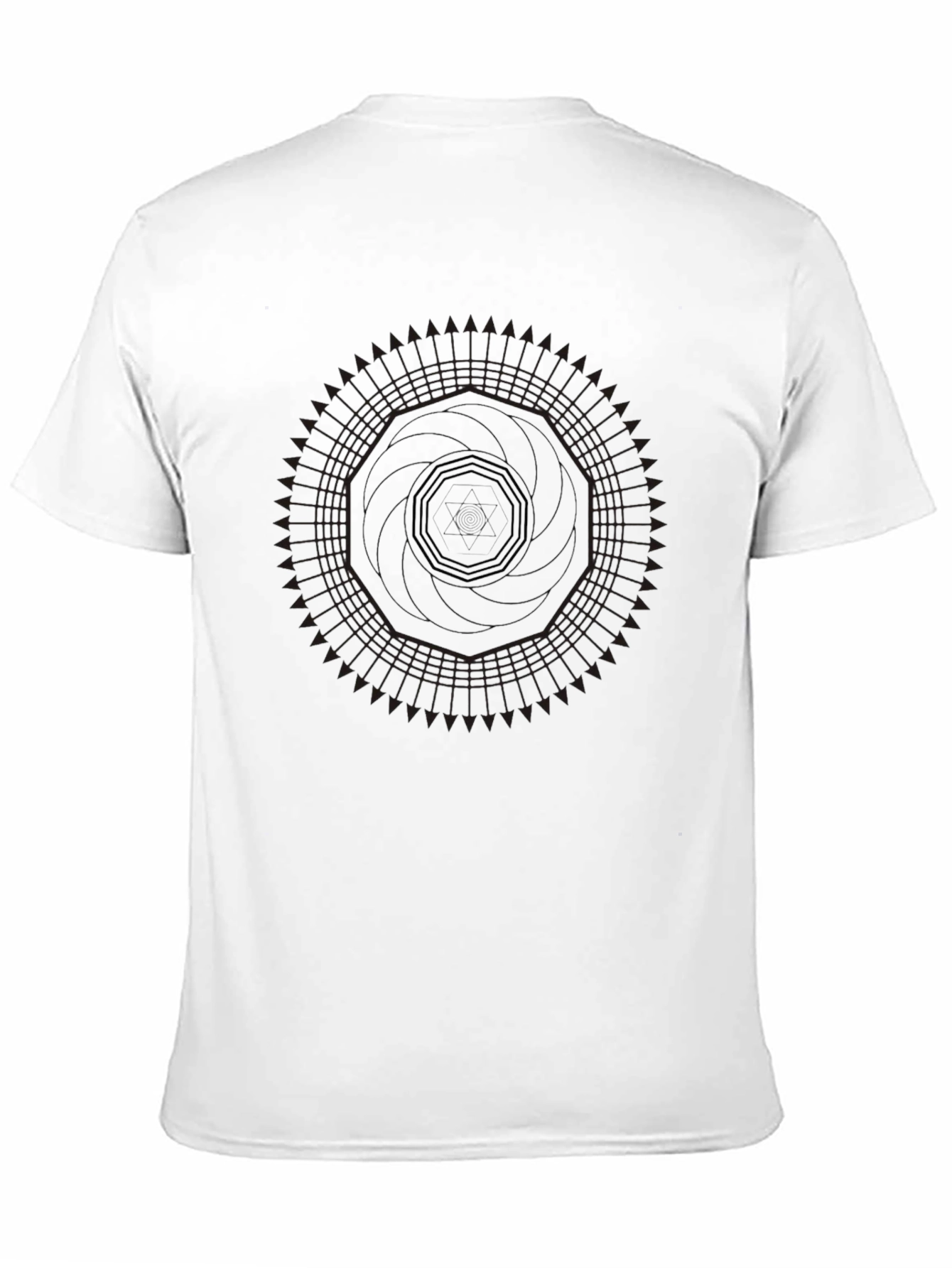 Geometric Mandala Design Black T-Shirt