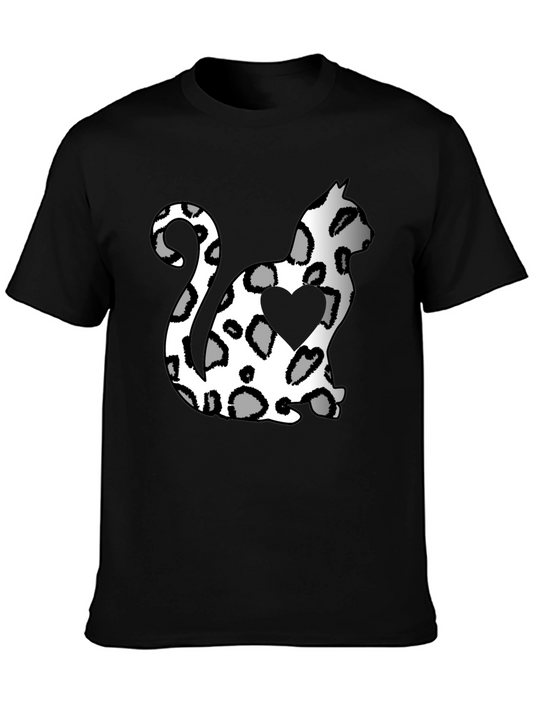 Cat Print Heart T-Shirt - Stylish & Unique