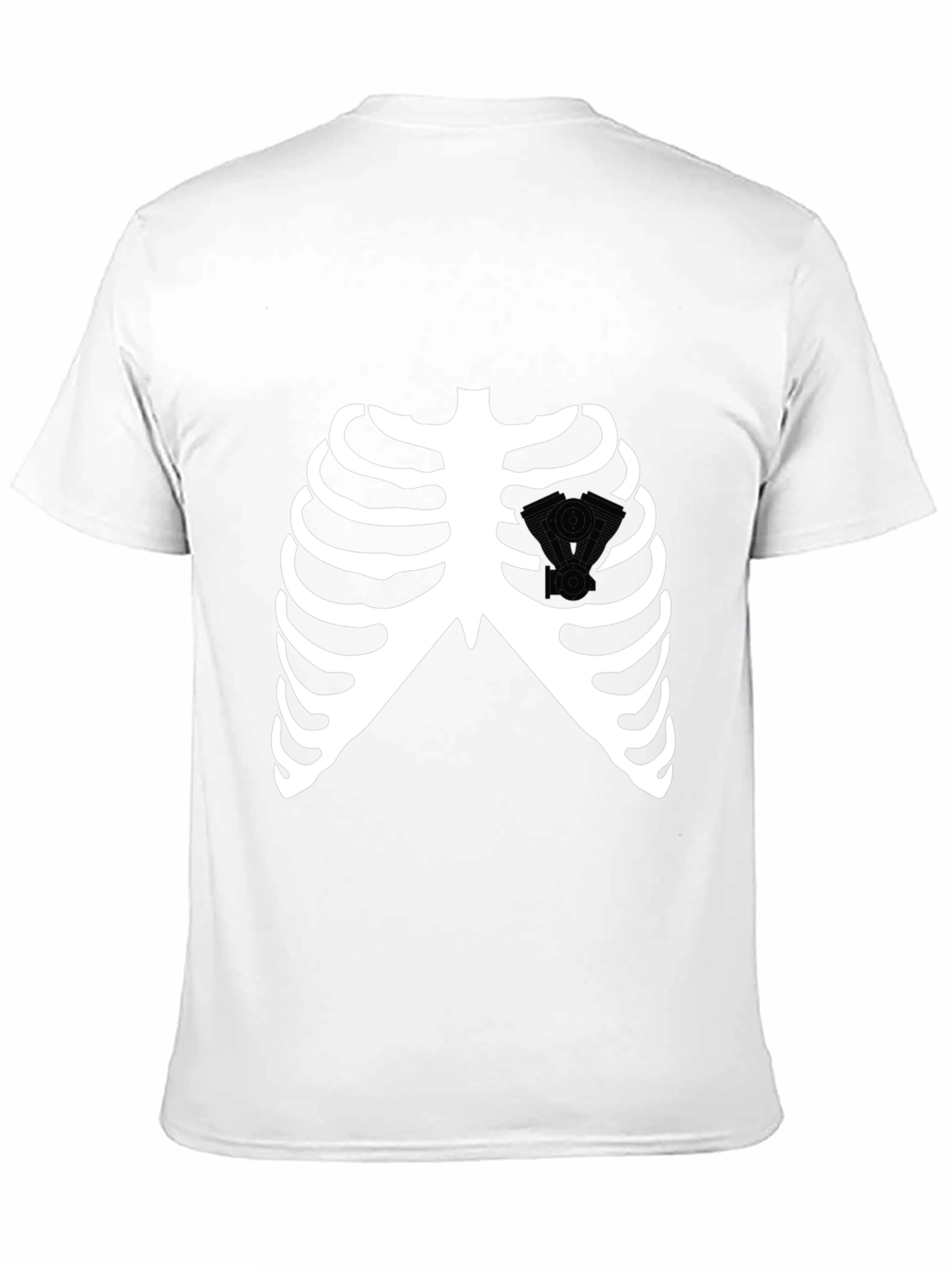 Skeleton Rib Cage V-Twin Engine Graphic T-Shirt