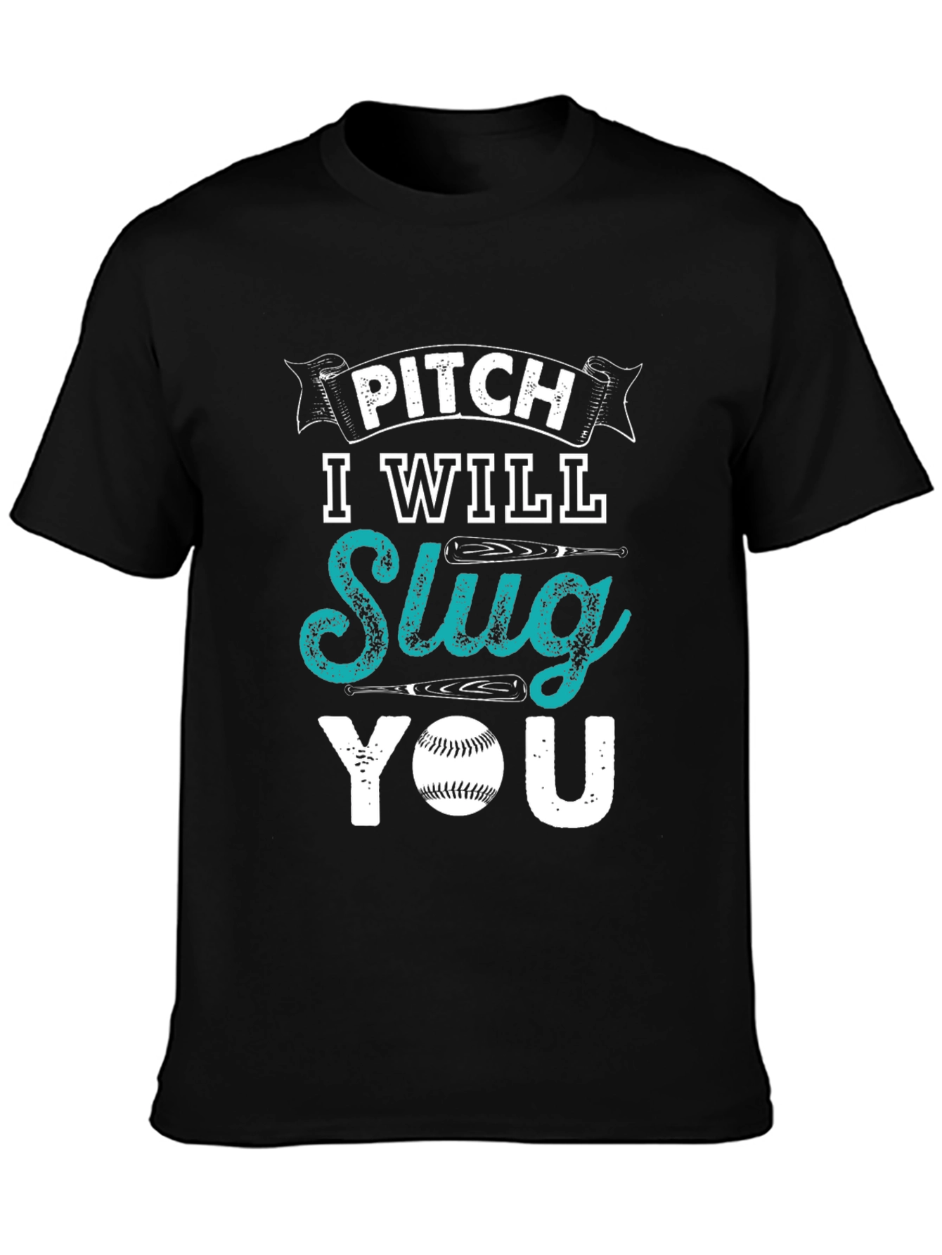 Pitch I Will Slug You Baseball Graphic T-Shirt