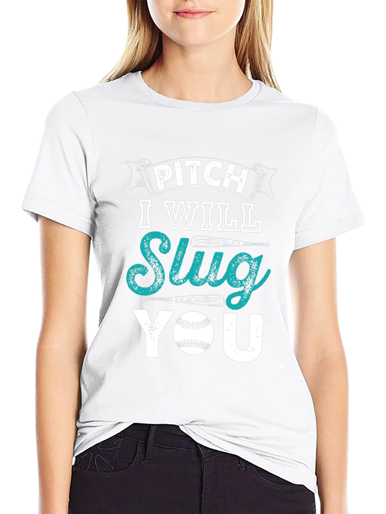 Pitch I Will Slug You Baseball Graphic T-Shirt
