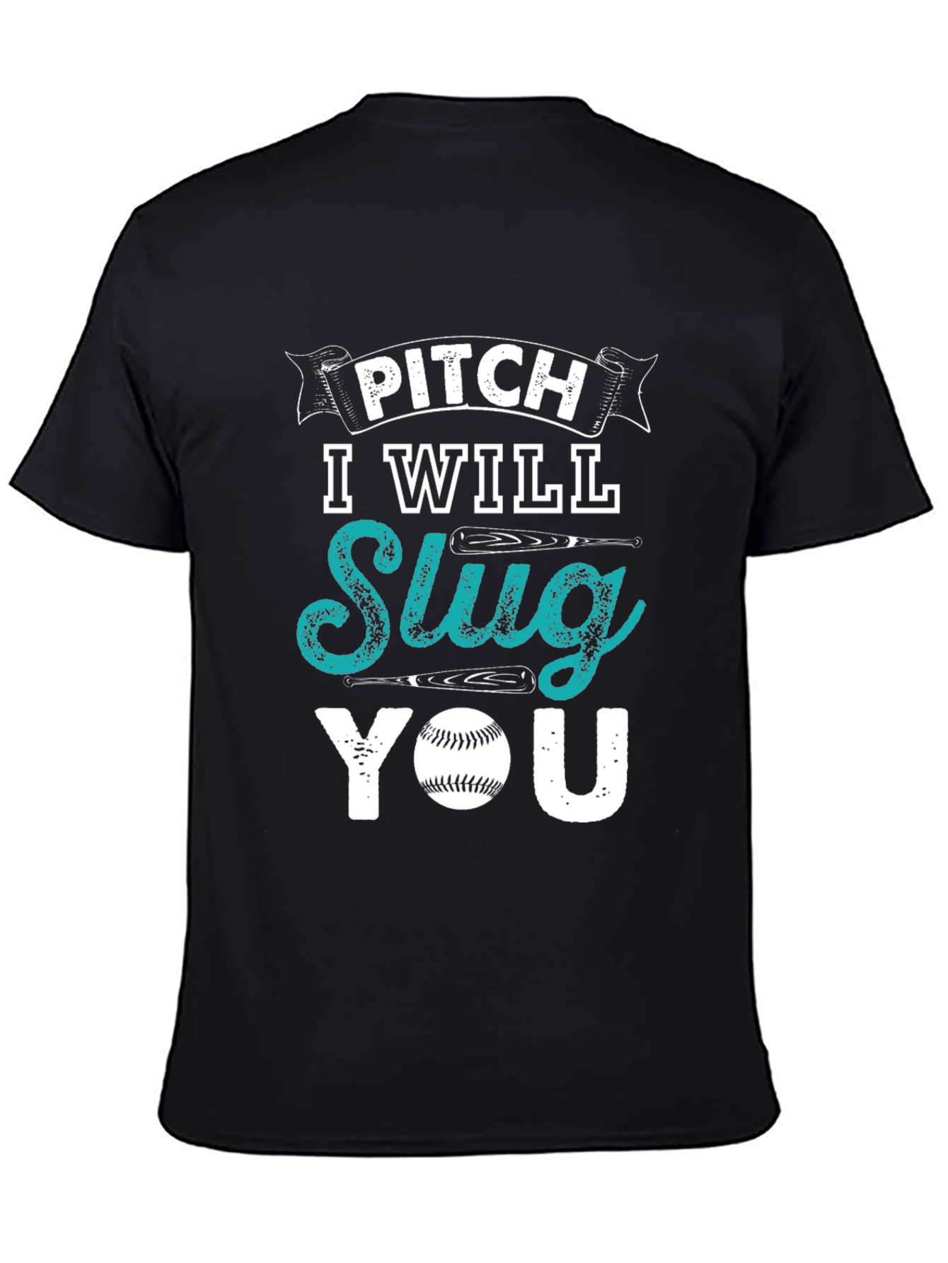 Pitch I Will Slug You Baseball Graphic T-Shirt