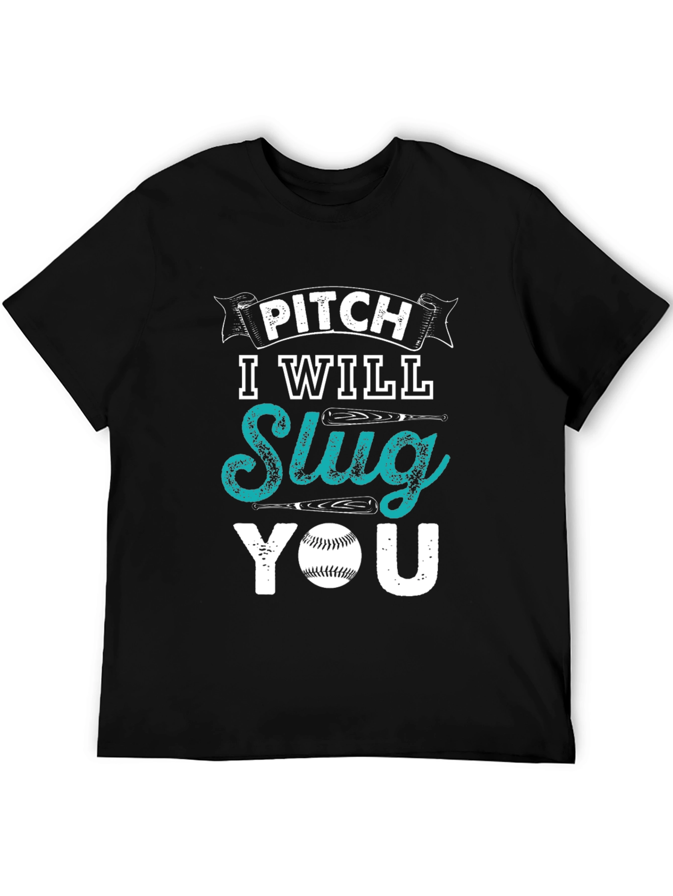 Pitch I Will Slug You Baseball Graphic T-Shirt