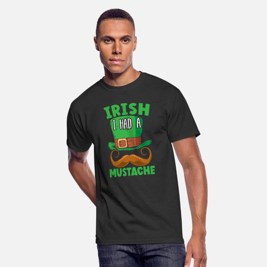 Irish I Had A Mustache Shamrock St. Patricks Day