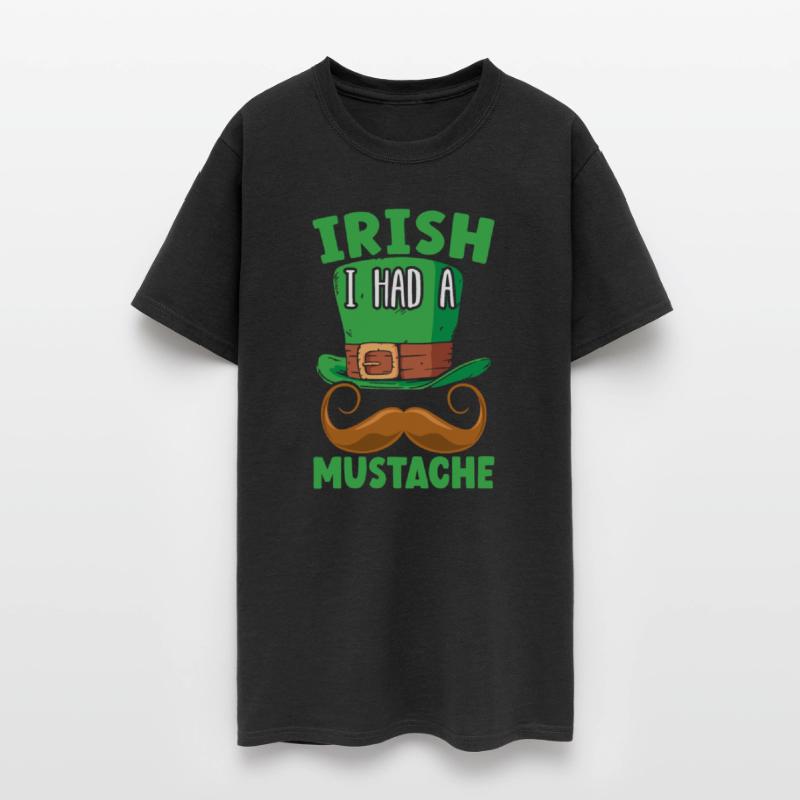 Irish I Had A Mustache Shamrock St. Patricks Day
