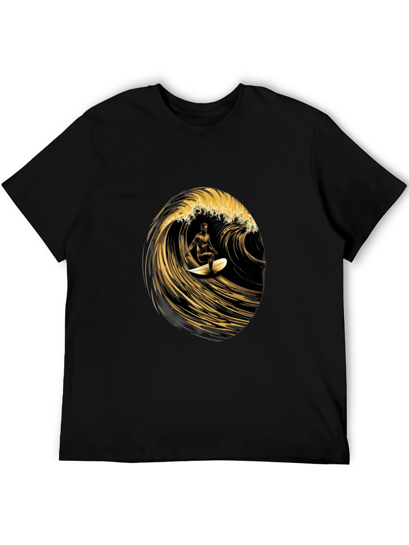 Surfer Wave Graphic Tee - Black