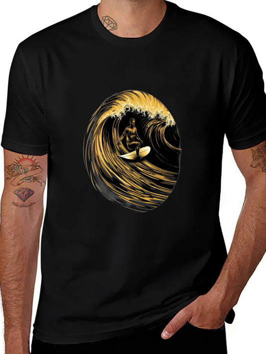 Surfer Wave Graphic Tee - Black
