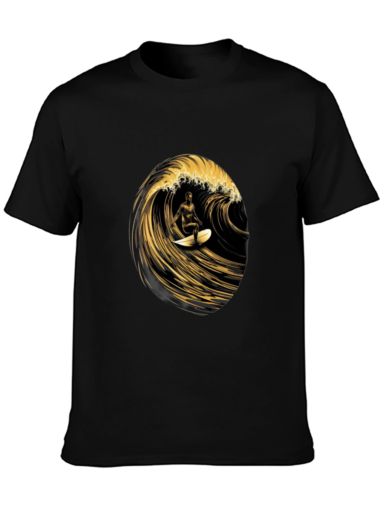 Surfer Wave Graphic Tee - Black
