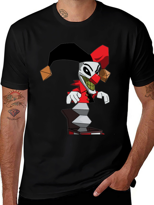 Jack-in-the-Box Clown Graphic Tee - Black Cotton Blend Shirt