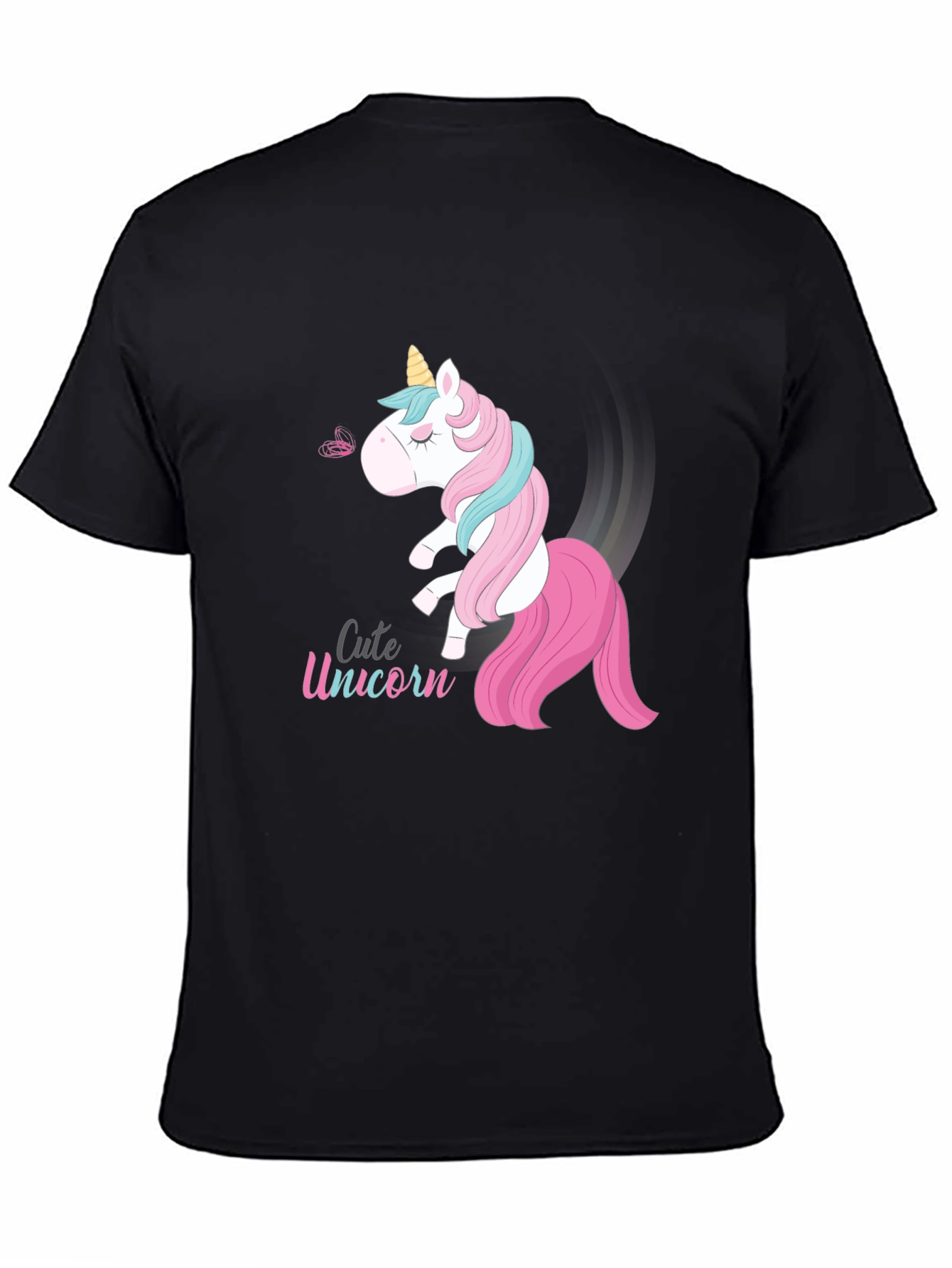 Cute Unicorn Graphic Black T-Shirt