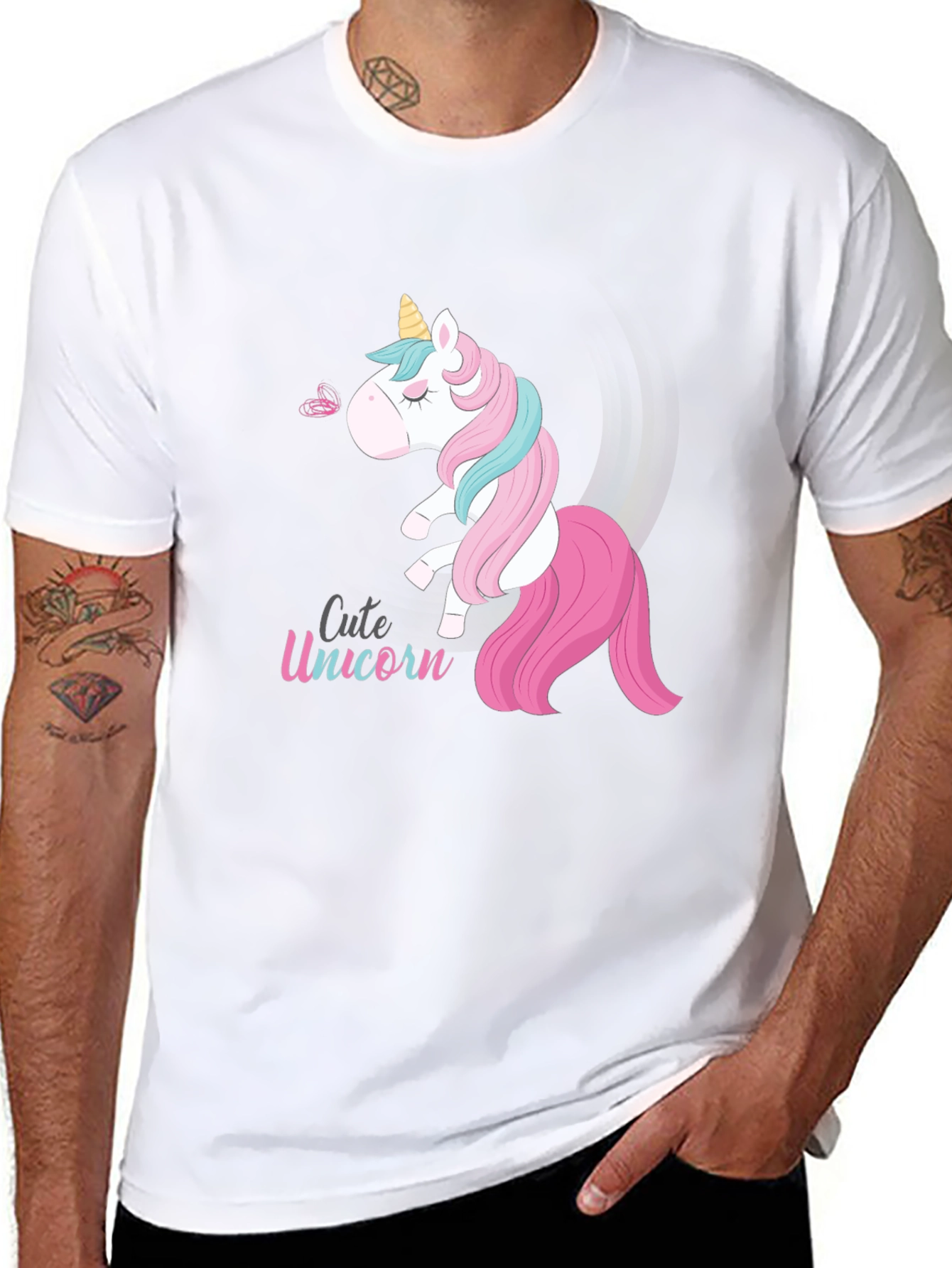 Cute Unicorn Graphic Black T-Shirt