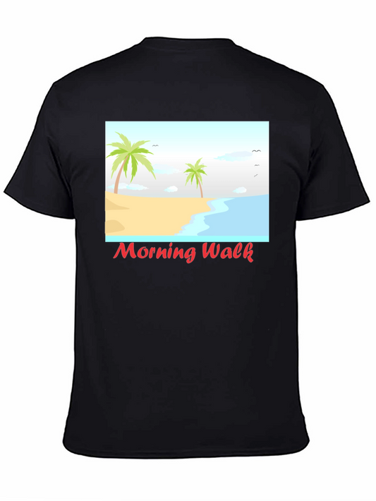 Morning Walk Beach Graphic Tee - Black