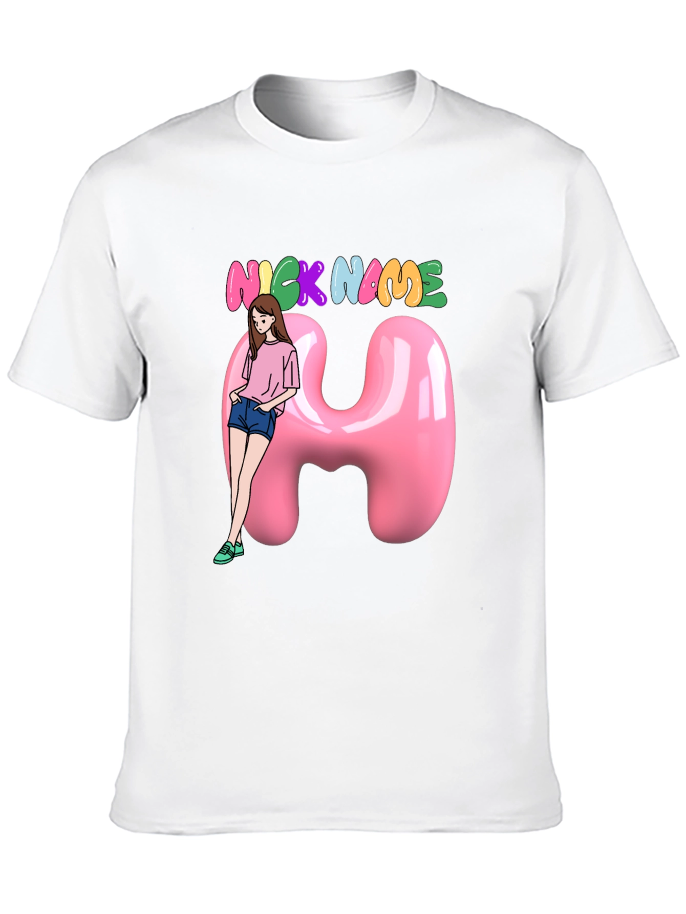 Unique Custom Name T-Shirt with Cartoon Girl