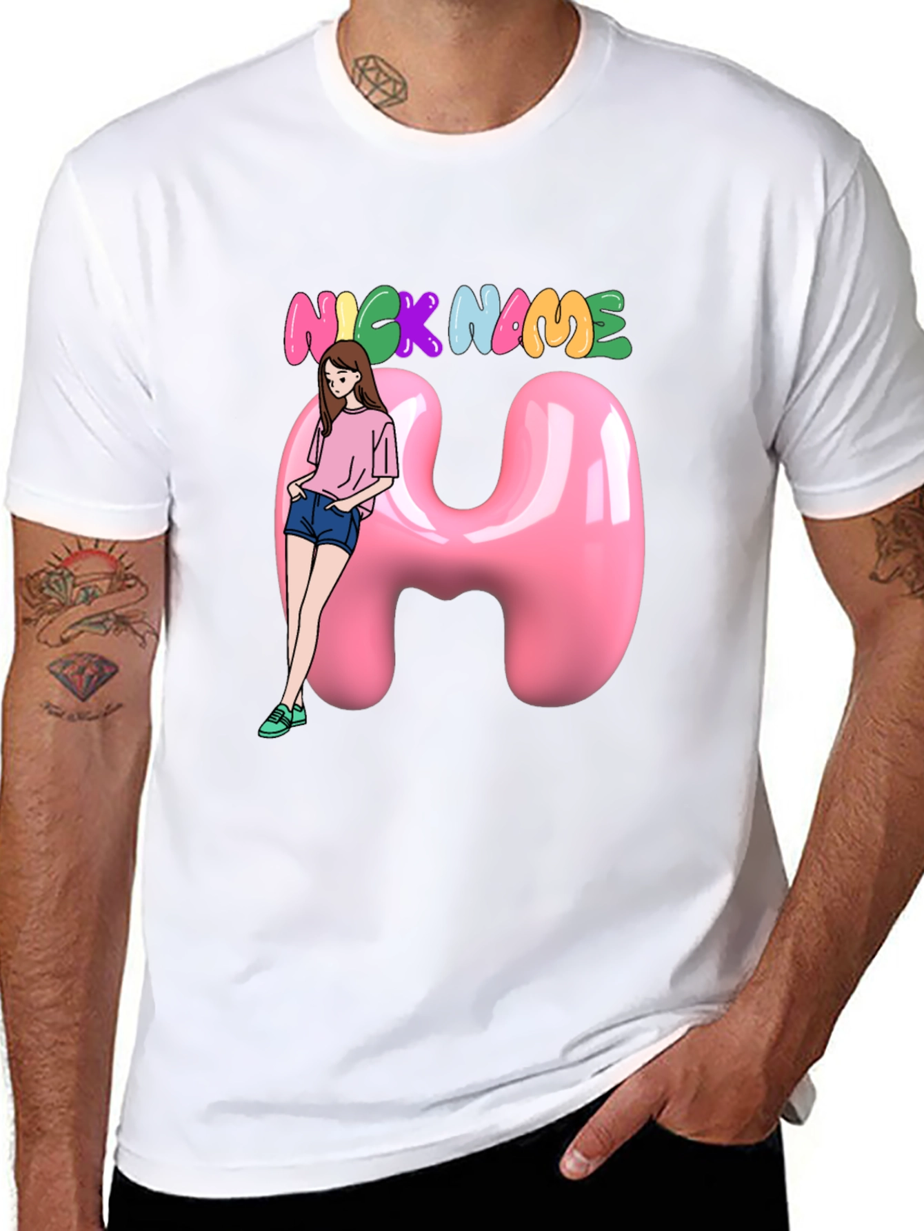 Unique Custom Name T-Shirt with Cartoon Girl