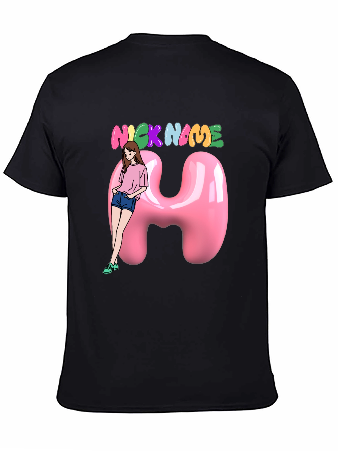 Unique Custom Name T-Shirt with Cartoon Girl