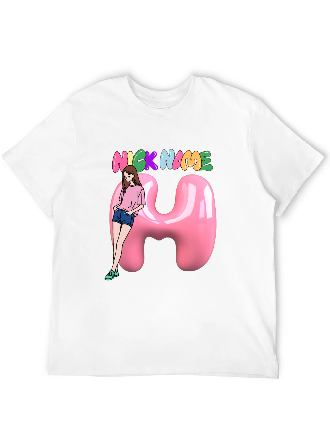 Unique Custom Name T-Shirt with Cartoon Girl
