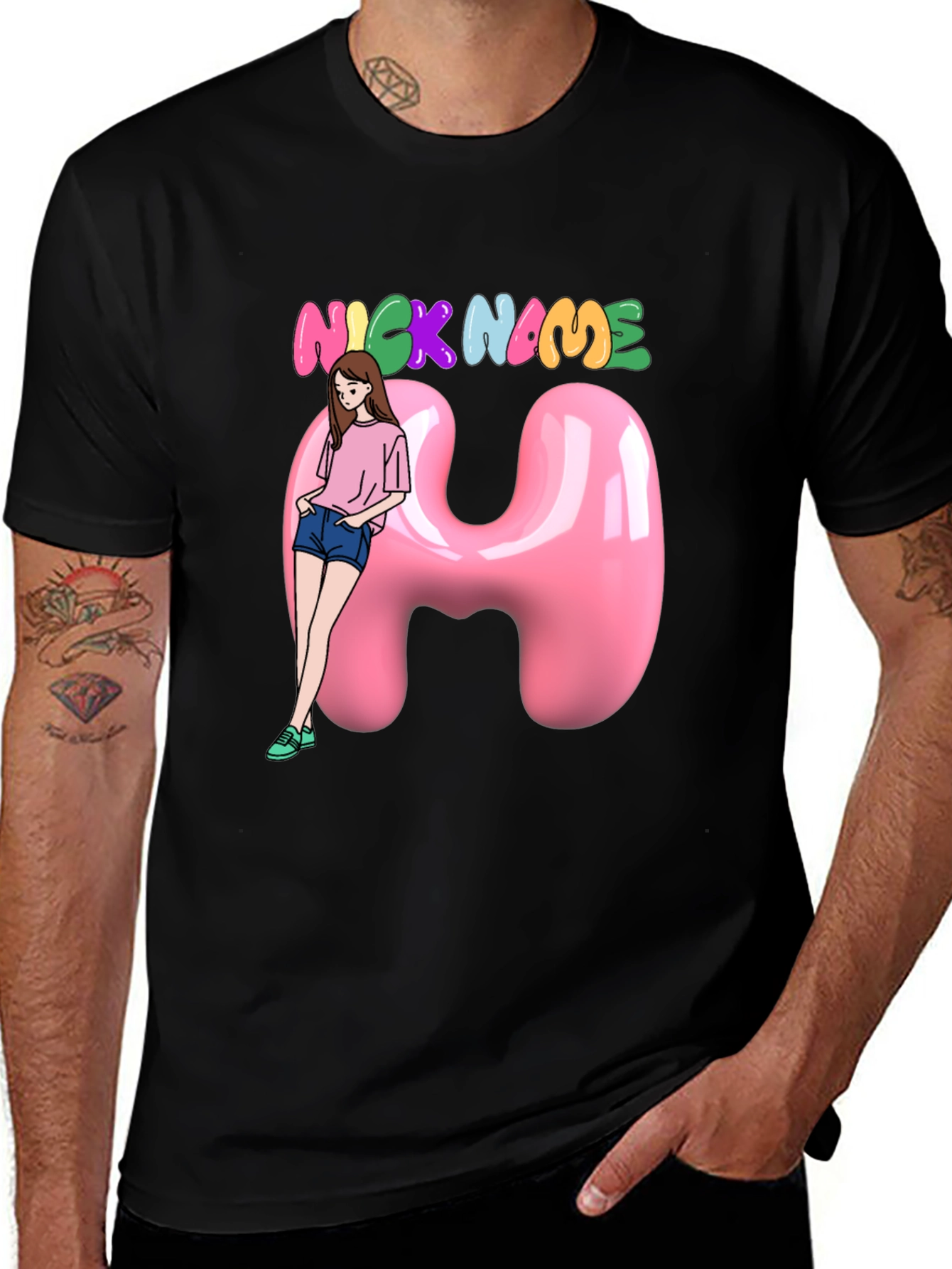 Unique Custom Name T-Shirt with Cartoon Girl