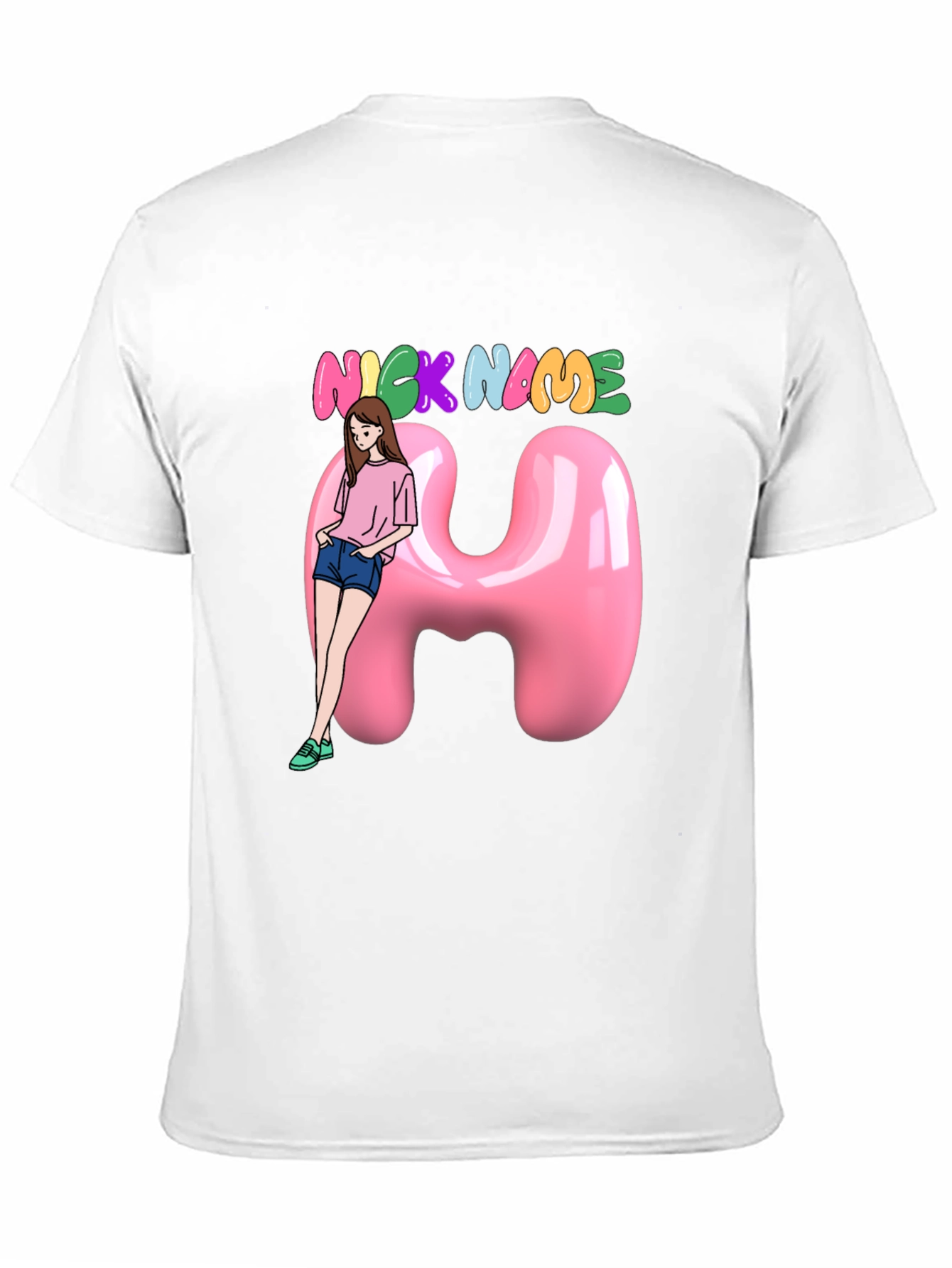 Unique Custom Name T-Shirt with Cartoon Girl