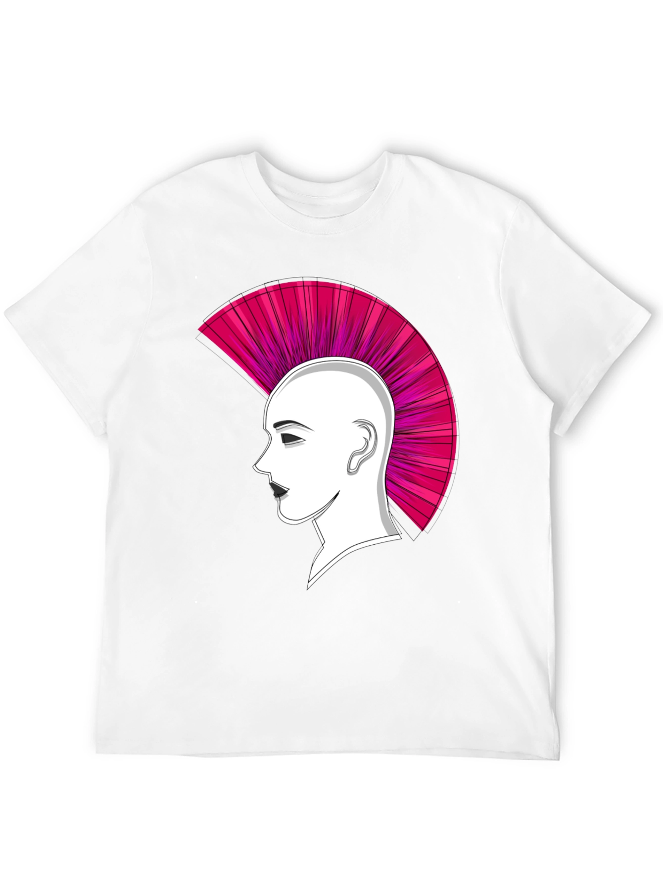 Punk Hairstyle Graphic Tee - Black Cotton T-Shirt