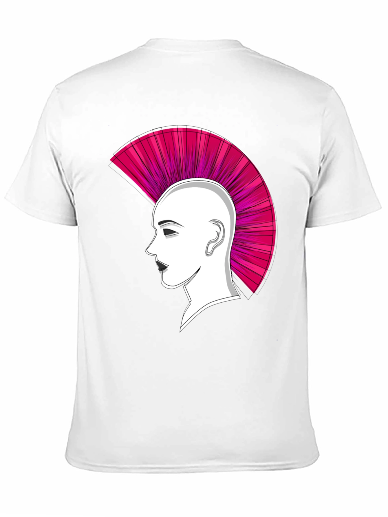 Punk Hairstyle Graphic Tee - Black Cotton T-Shirt