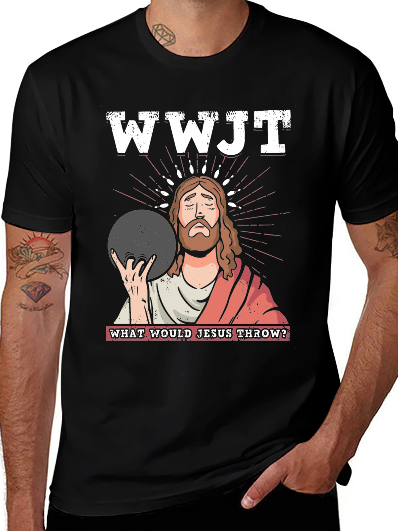 WWJT Jesus Bowling T-Shirt: What Would Jesus Throw?