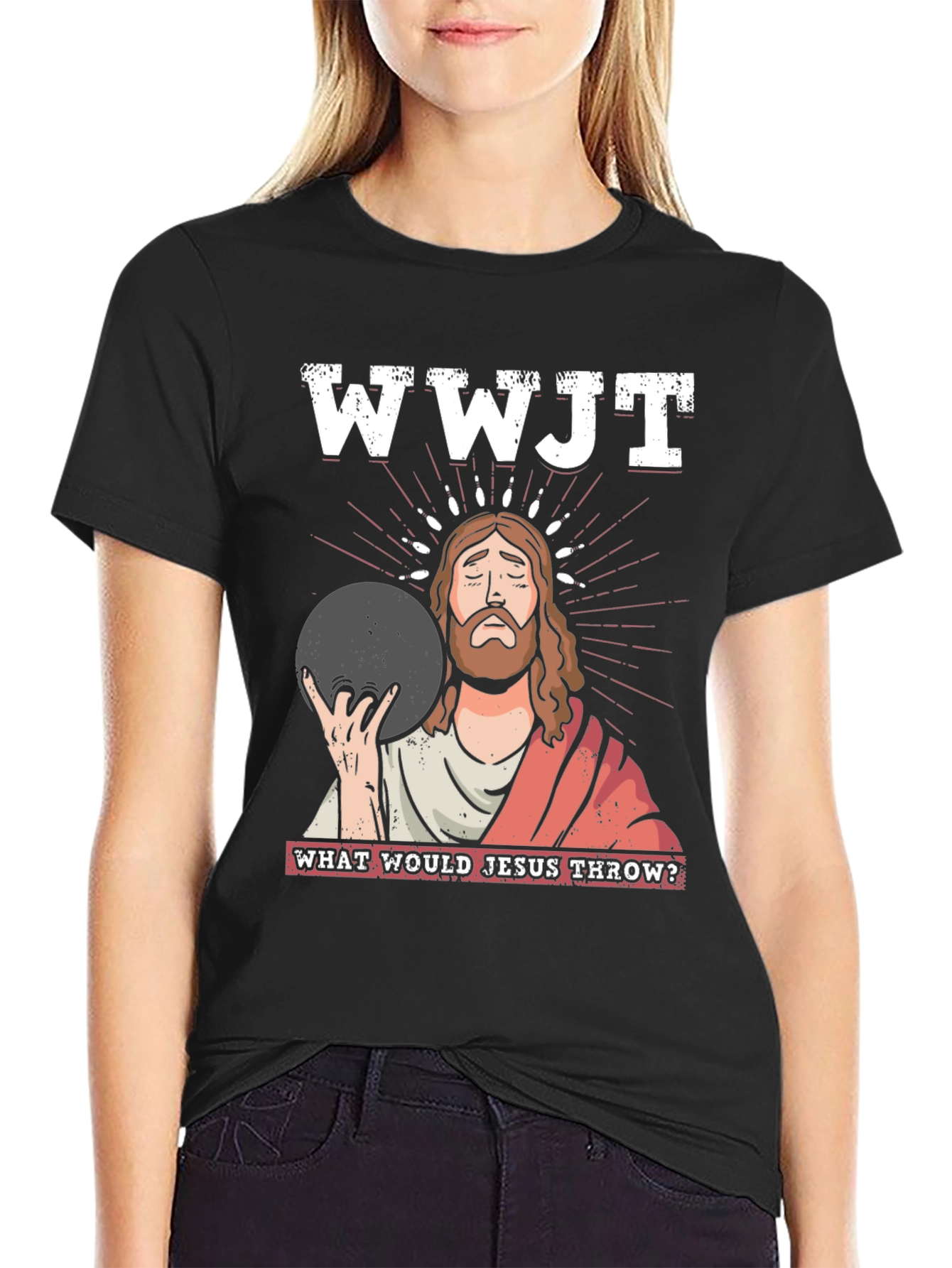 WWJT Jesus Bowling T-Shirt: What Would Jesus Throw?