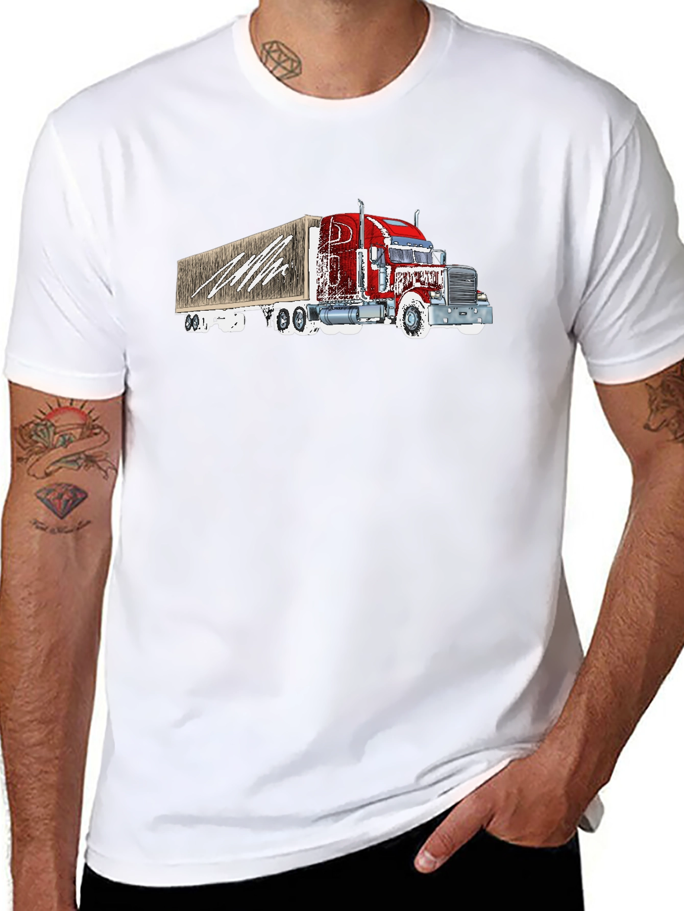 Trucker T-Shirt - Black - Graphic Tee