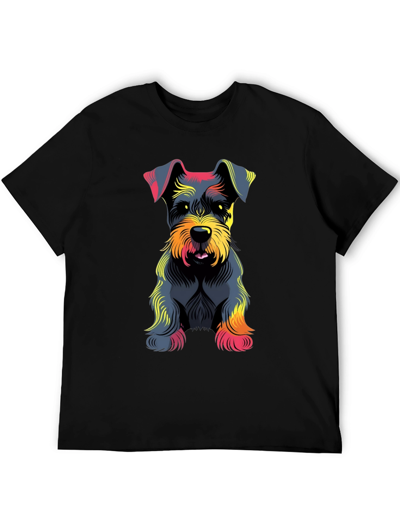 Schnauzer Dog Graphic Print Black T-Shirt