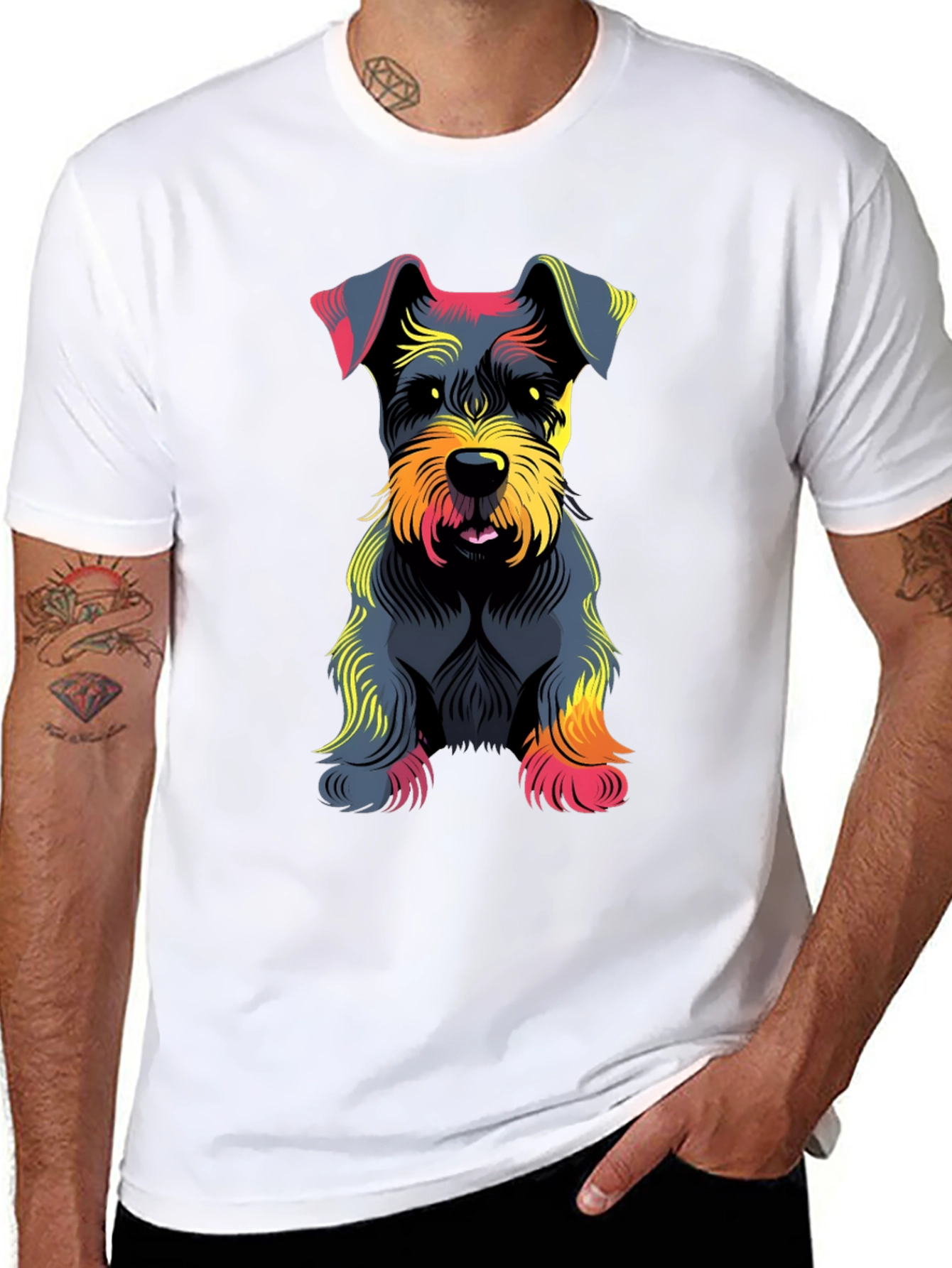 Schnauzer Dog Graphic Print Black T-Shirt