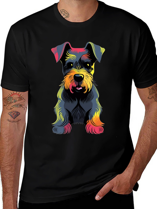 Schnauzer Dog Graphic Print Black T-Shirt