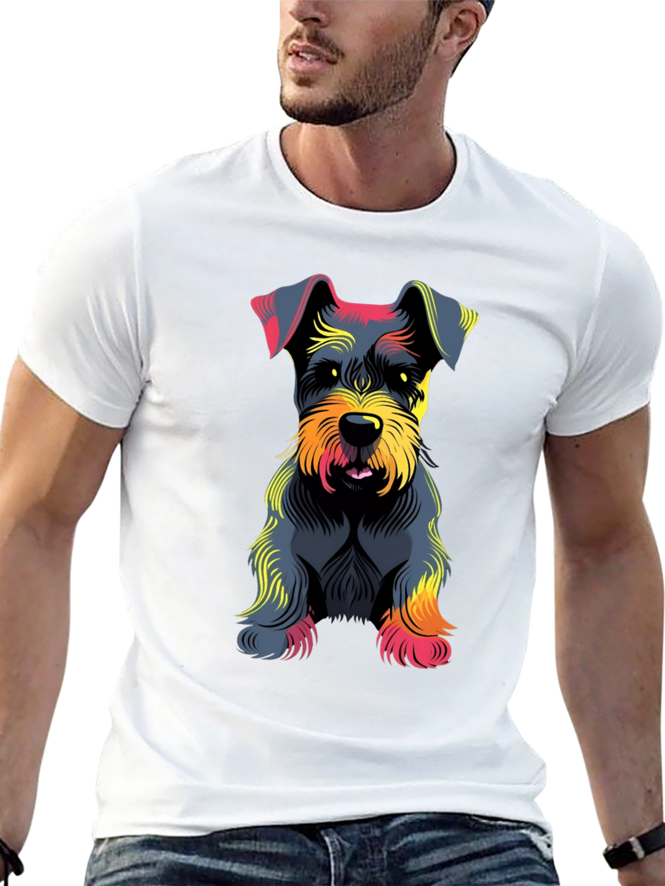 Schnauzer Dog Graphic Print Black T-Shirt