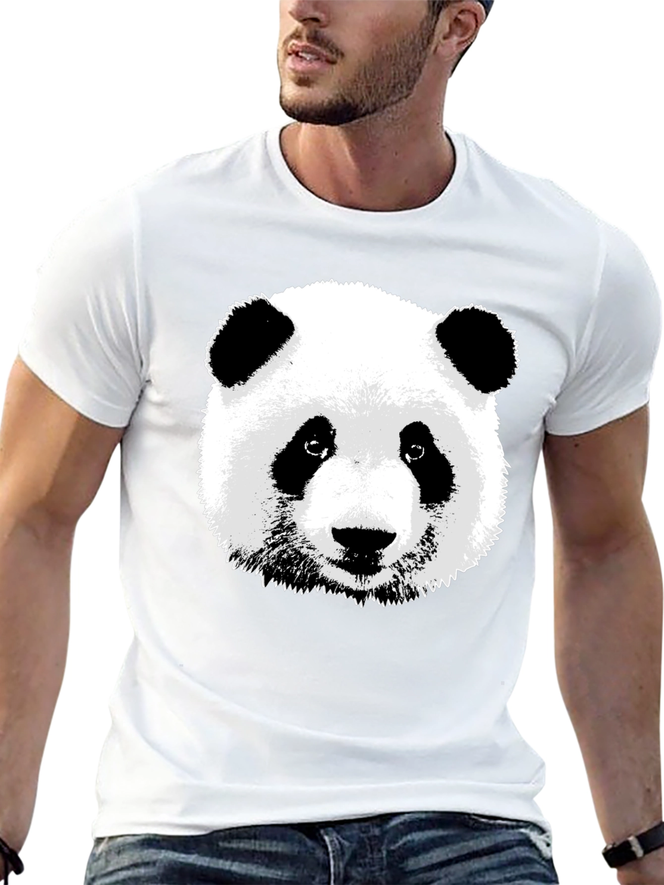Panda Bear Graphic Tee - Black Cotton T-Shirt
