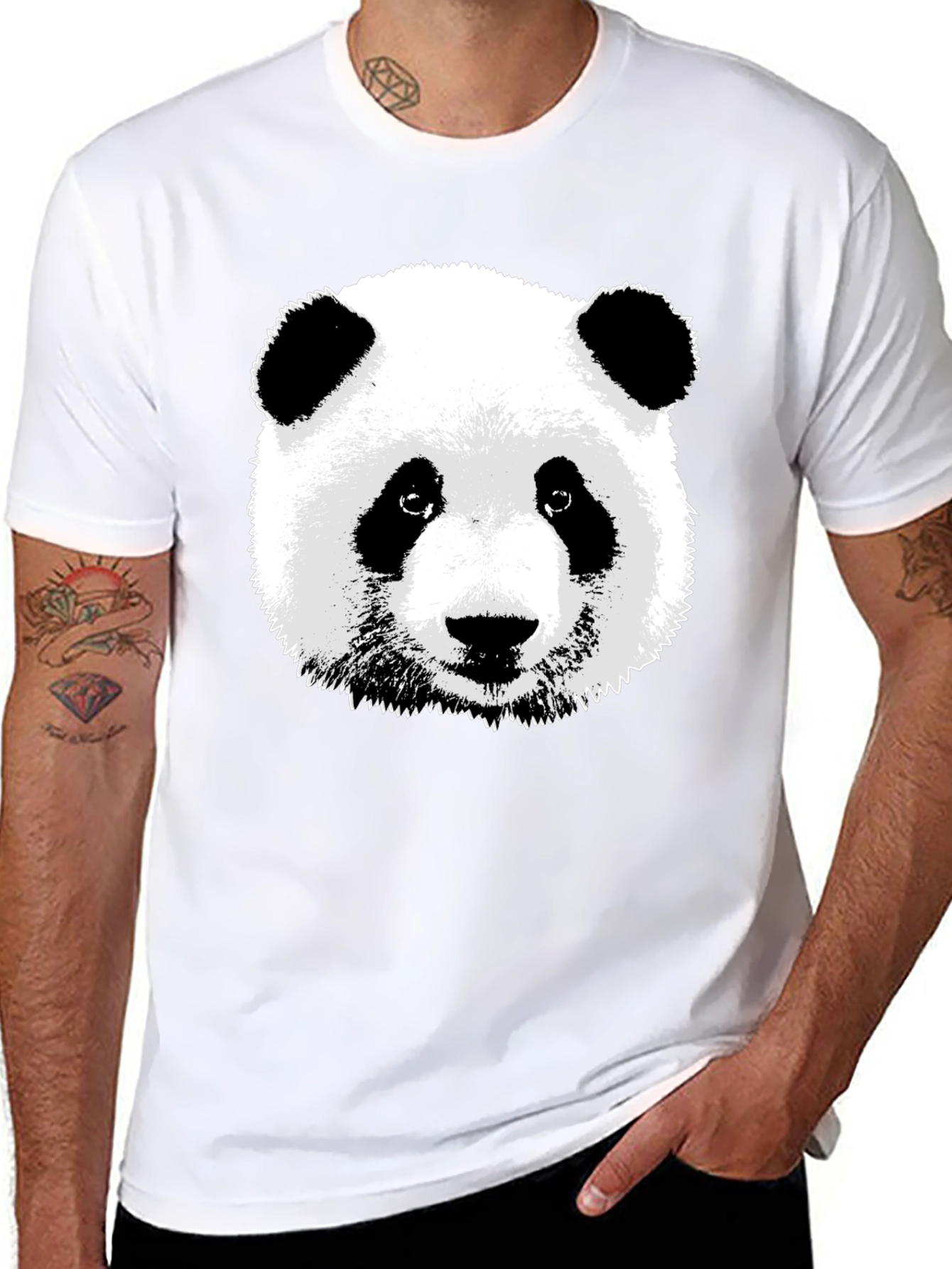 Panda Bear Graphic Tee - Black Cotton T-Shirt