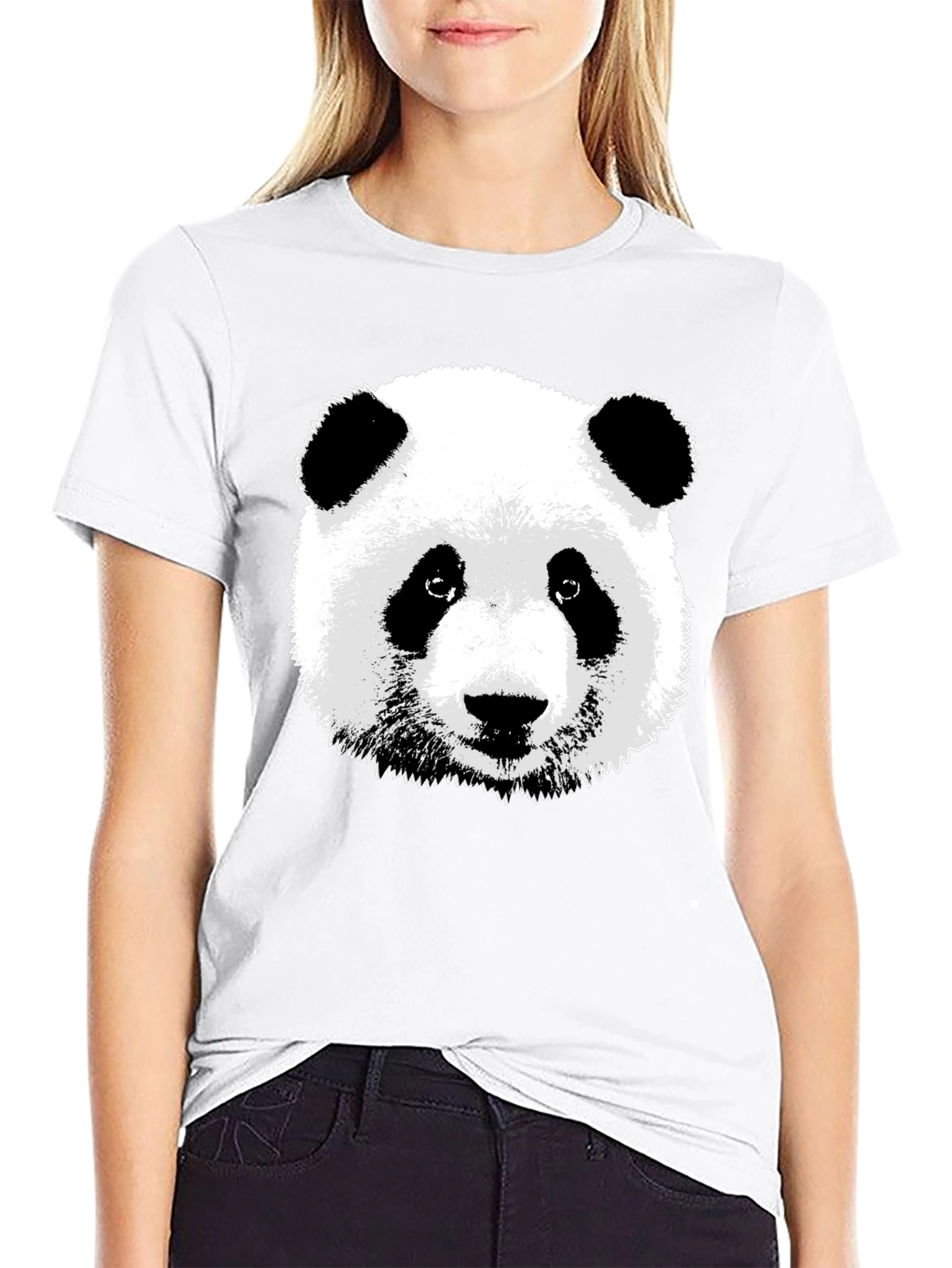Panda Bear Graphic Tee - Black Cotton T-Shirt