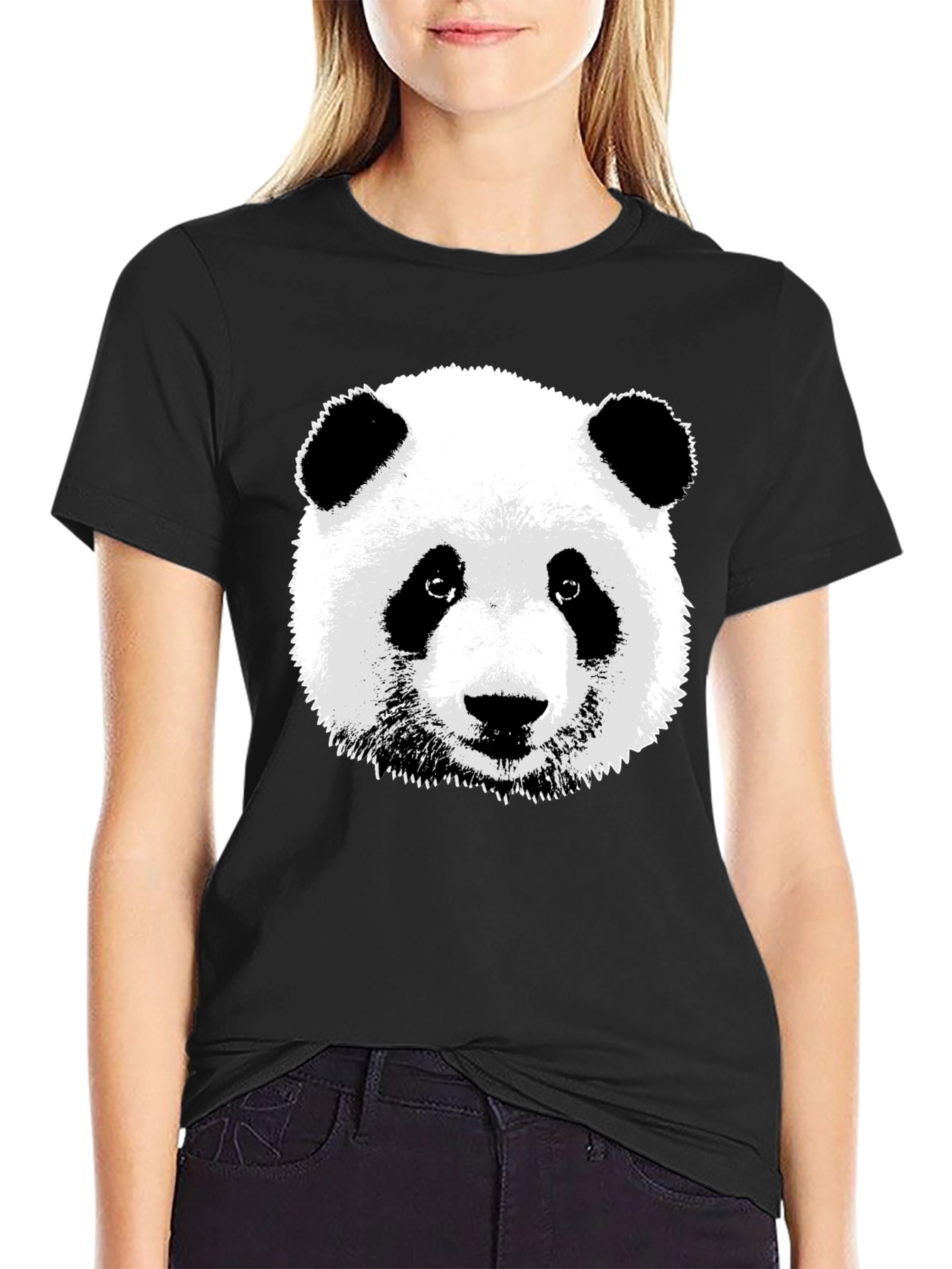 Panda Bear Graphic Tee - Black Cotton T-Shirt