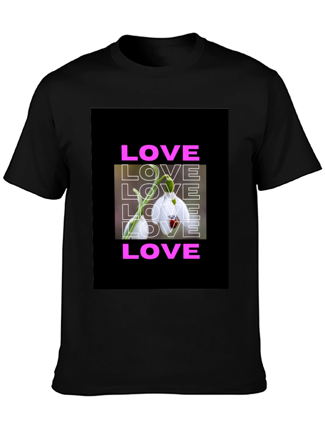 Love Flower Graphic T-Shirt - Black