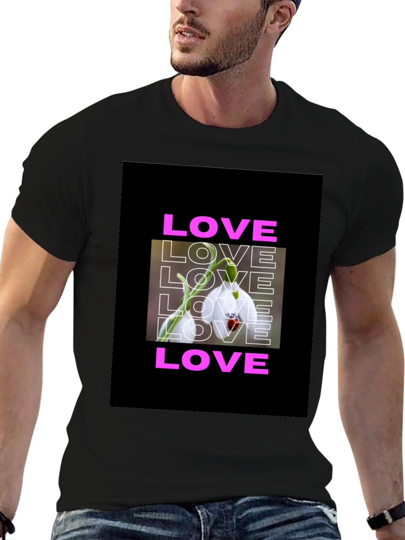 Love Flower Graphic T-Shirt - Black